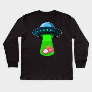 UFO dropping a beautiful  Vietnamese whit dragon fruit Kids Long Sleeve T-Shirt